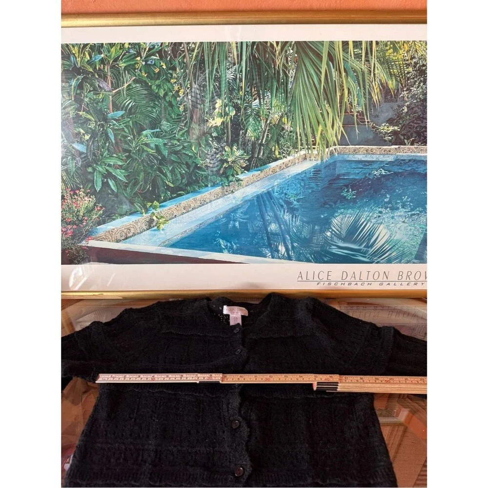 Caroline Constas Black Alpaca Blend Lace Trim Cardigan Medium Whimsygoth
